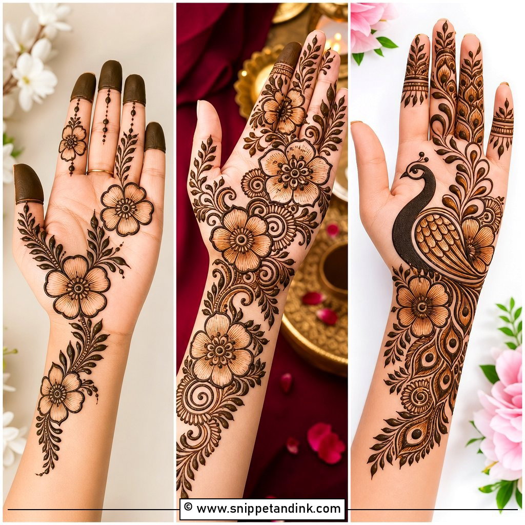 35 Flower Mehndi Designs for Soft Romantic Bridal Style
