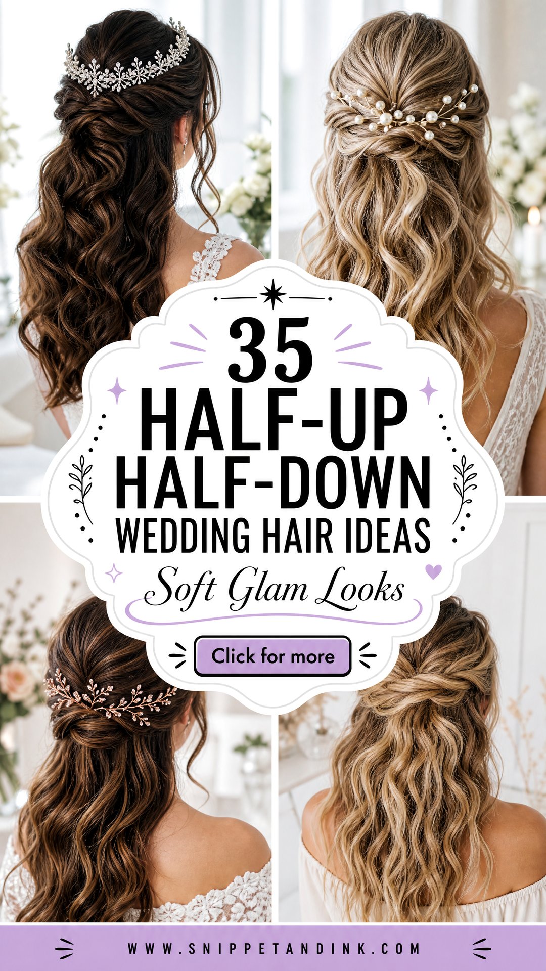 35 Half-Up Half-Down Wedding Hair Ideas for Soft Glam Looks - 35 Half-Up Half-Down Wedding Hair Ideas for Soft Glam Looks