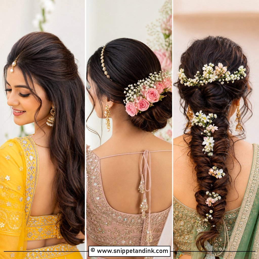 35 Mehndi Hairstyles for Brides and Festive Glam