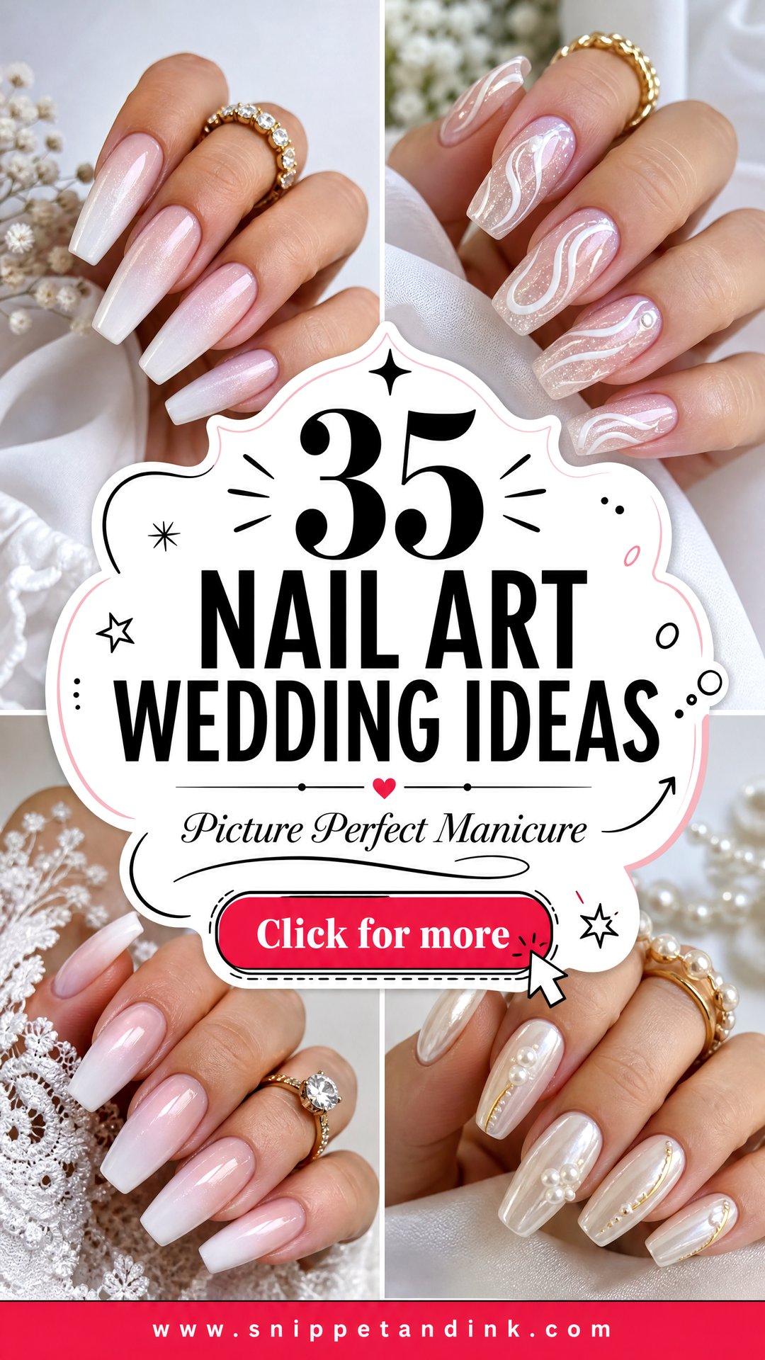 35 Nail Art Wedding Ideas for a Picture-Perfect Manicure - 35 Nail Art Wedding Ideas for a Picture-Perfect Manicure
