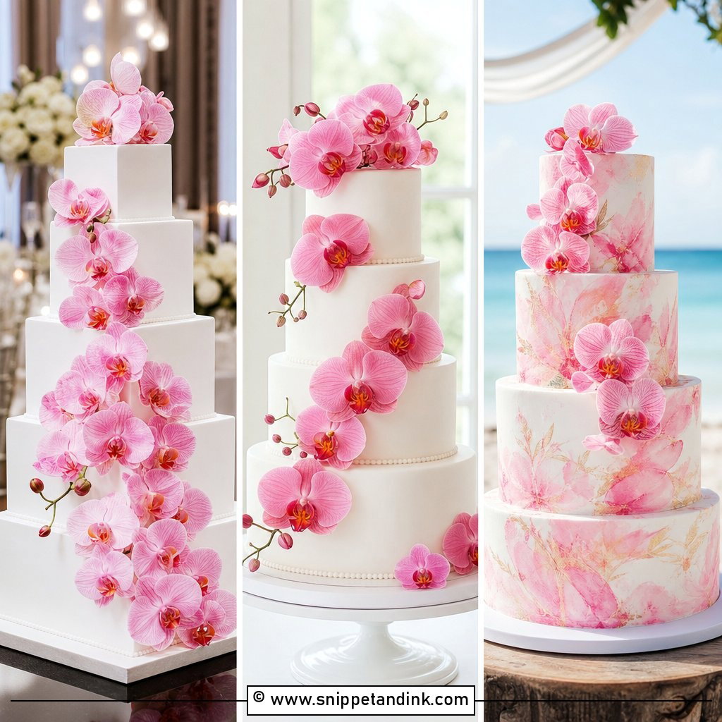 35 Pink Orchid Wedding Cake Ideas For Romantic Receptions
