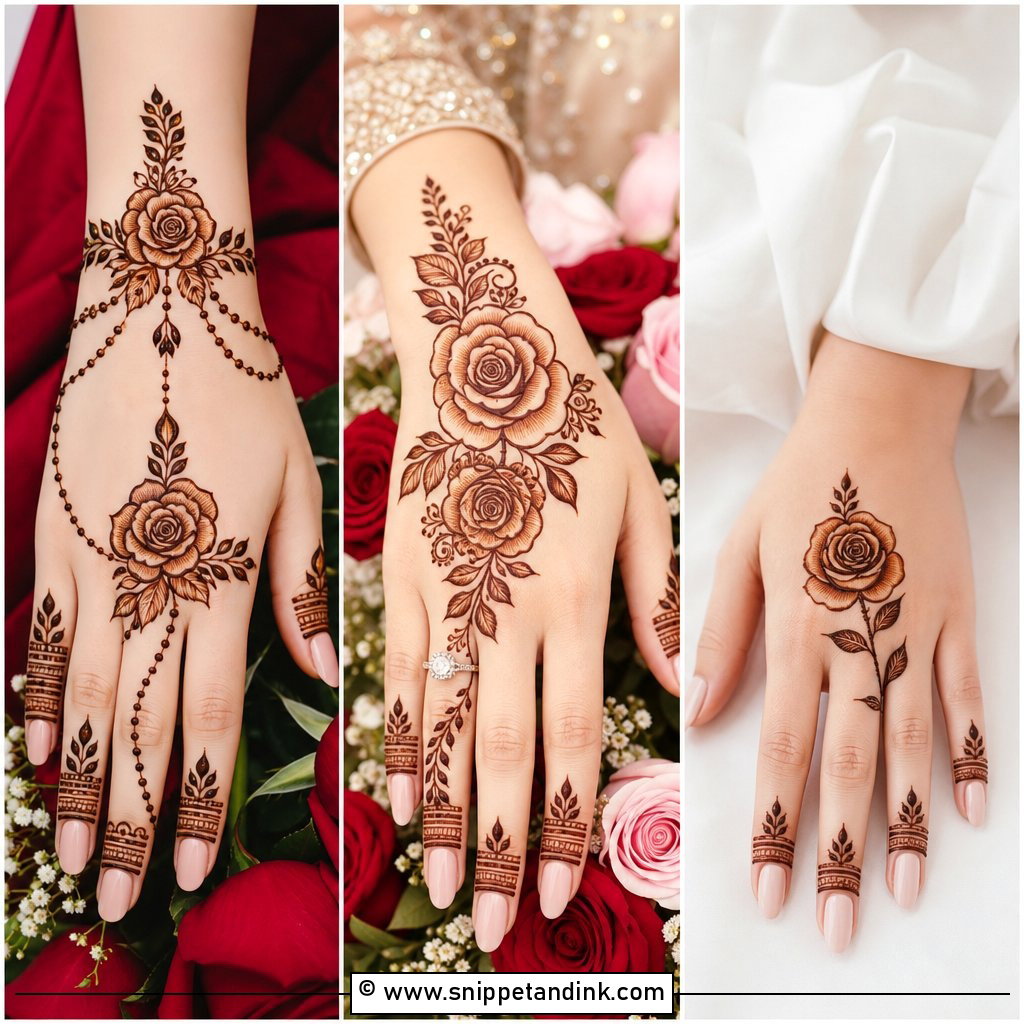 35 Rose Mehndi Designs For Romantic Festive Hands