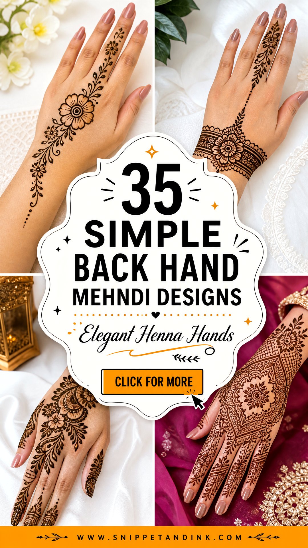 35 Simple Back Hand Mehndi Designs For Elegant Hands - 35 Simple Back Hand Mehndi Designs For Elegant Hands