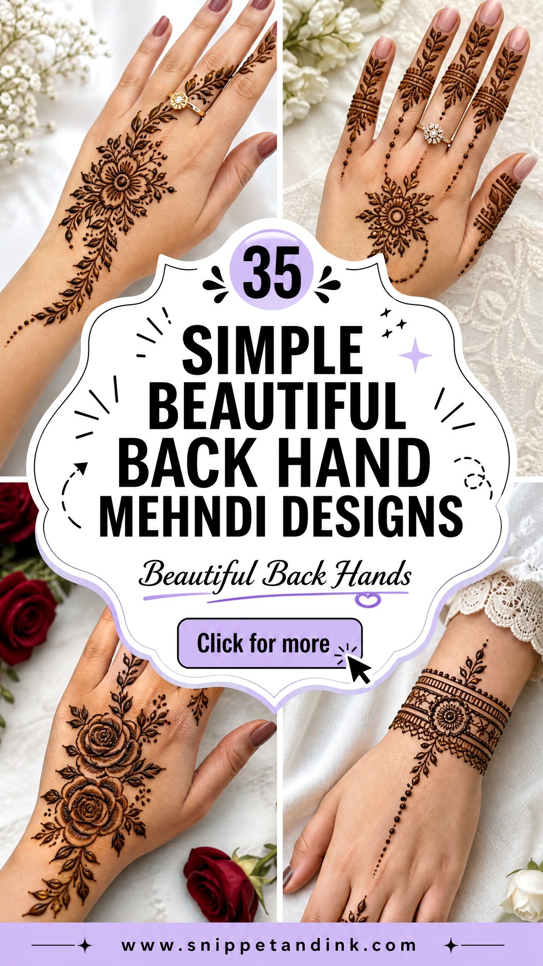 35 Simple Beautiful Back Hand Mehndi Designs to Try - 35 Simple Beautiful Back Hand Mehndi Designs to Try