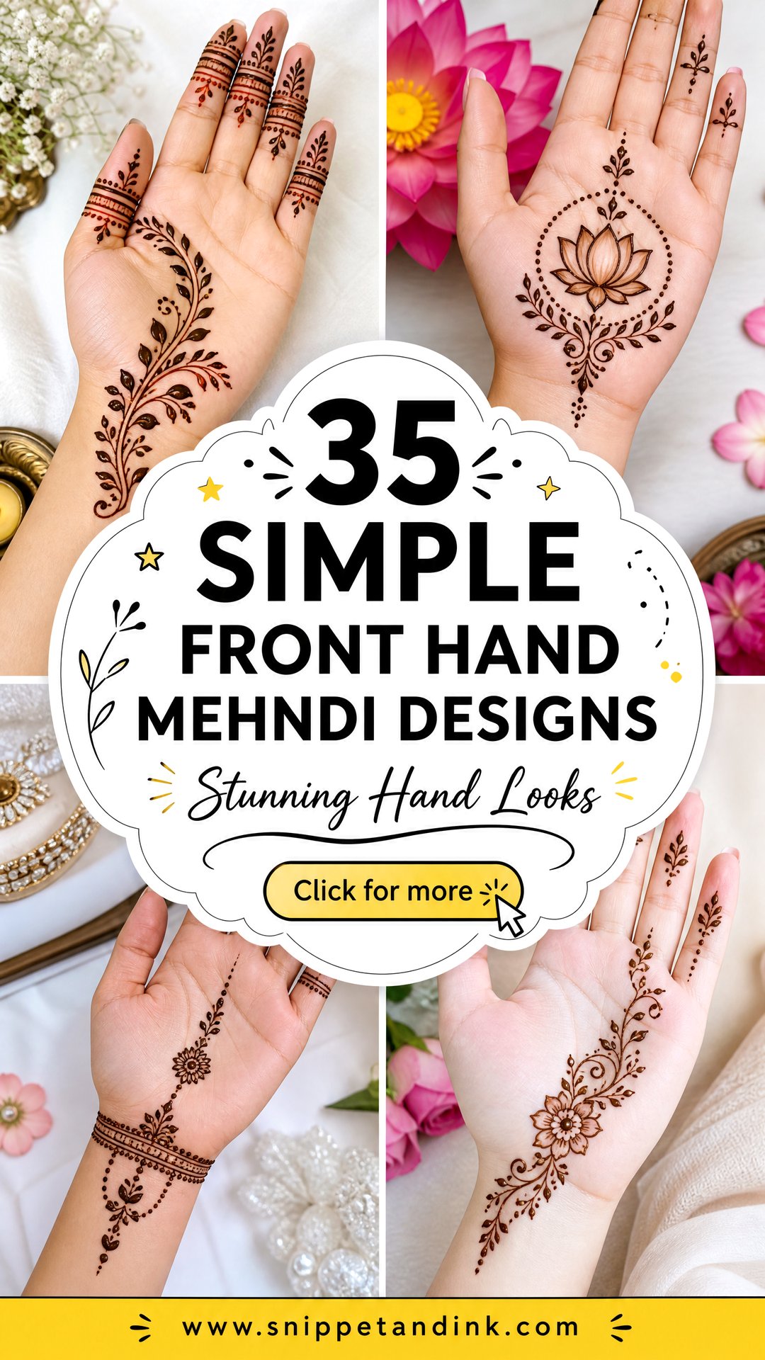 35 Simple Front Hand Mehndi Designs for Stunning Looks - 35 Simple Front Hand Mehndi Designs for Stunning Looks