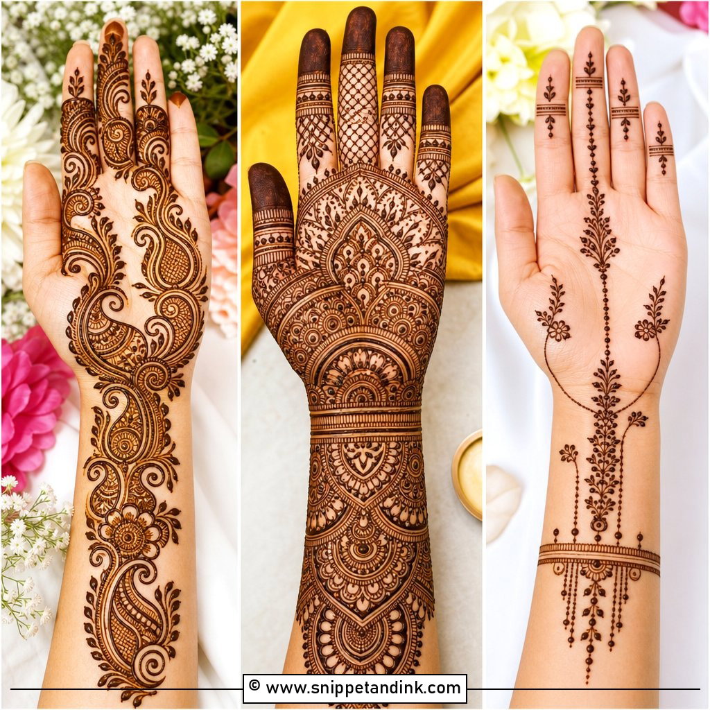 35 Simple Unique Front Hand Mehndi Designs for Brides