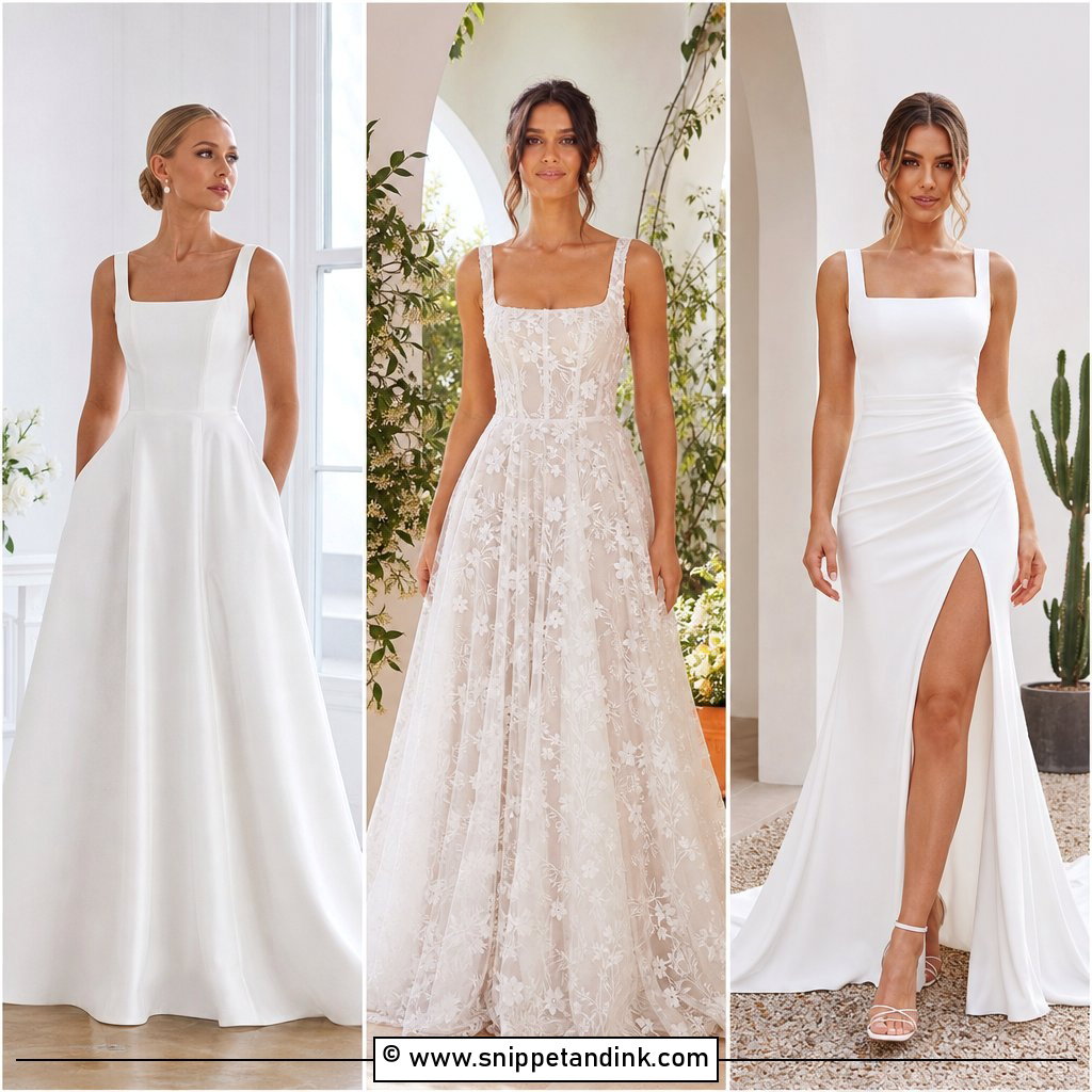 35 Square Neck Wedding Dress Ideas for Modern Brides