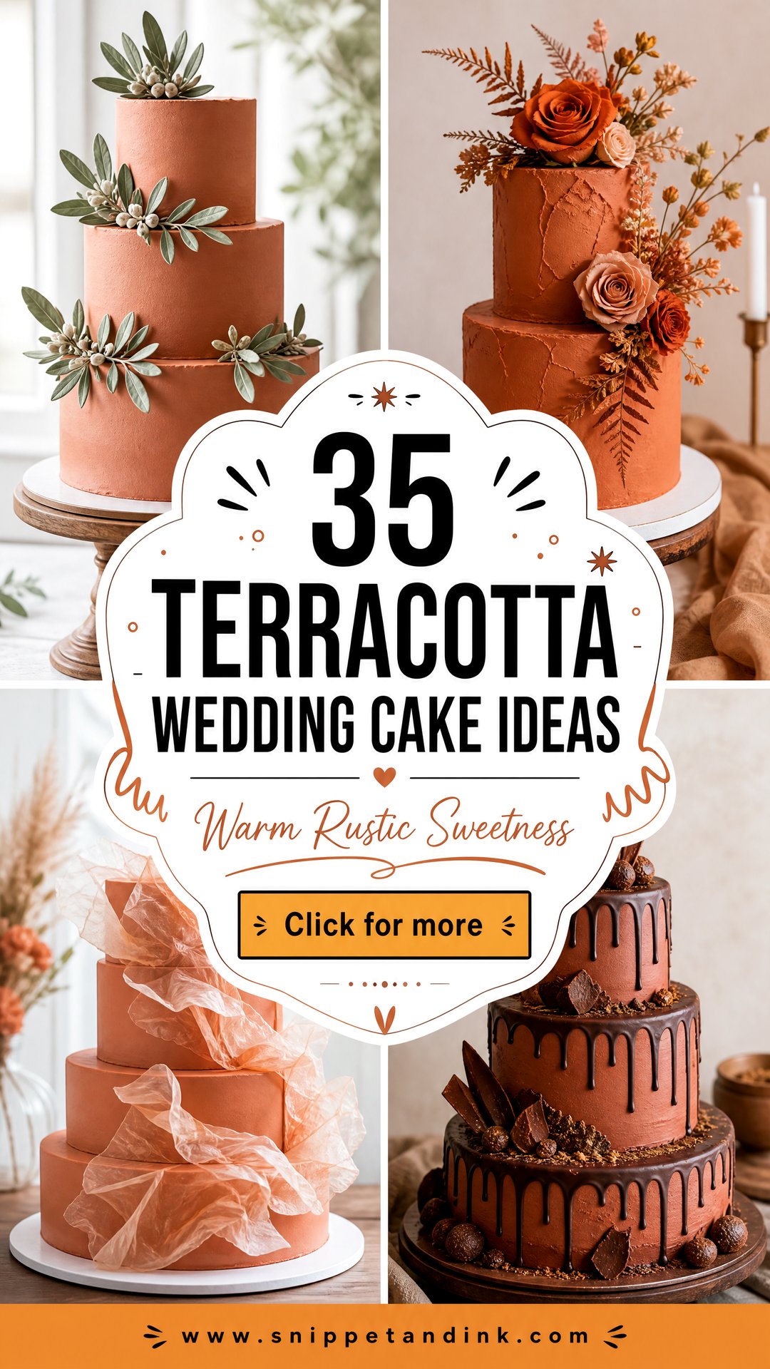 35 Terracotta Wedding Cake Ideas for Warm Rustic Style - 35 Terracotta Wedding Cake Ideas for Warm Rustic Style