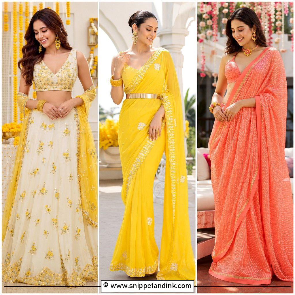 35 Unique Haldi Outfits for Bright Joyful Wedding Style