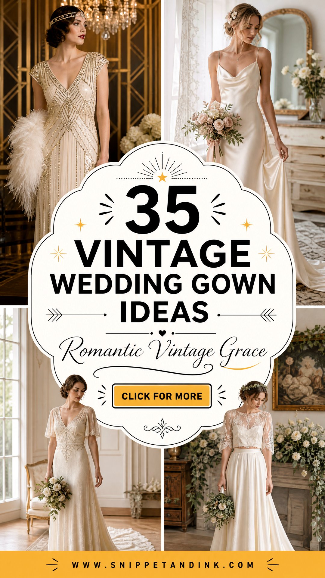 35 Vintage Wedding Gown Ideas for Romantic Bridal Style - 35 Vintage Wedding Gown Ideas for Romantic Bridal Style