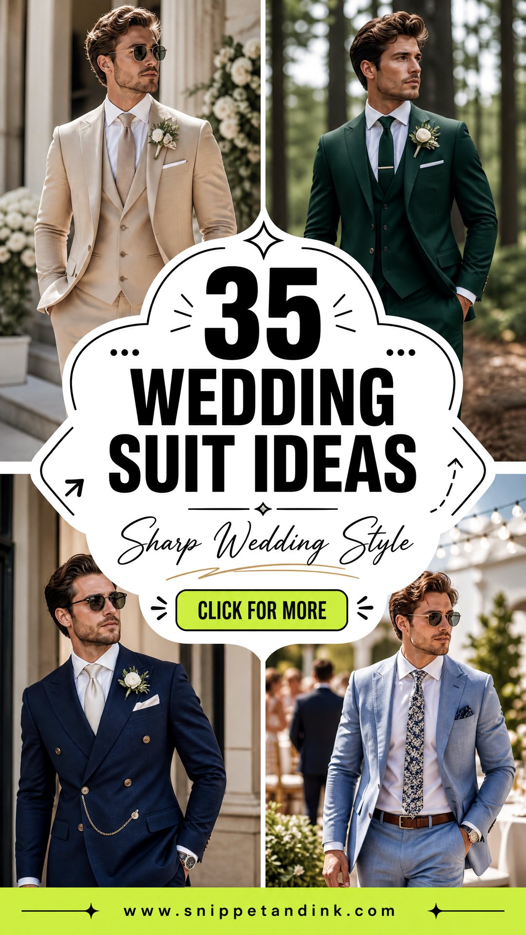 35 Wedding Suit Ideas for Grooms Guests and Parties - 35 Wedding Suit Ideas for Grooms, Guests, and Parties