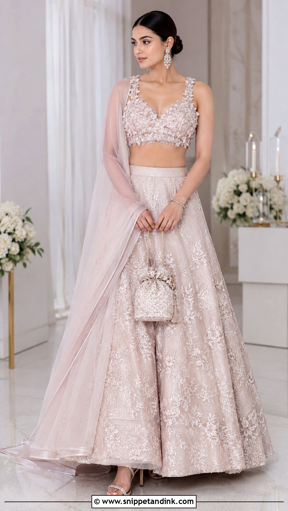 3D Applique Bridal Choli With Tonal Lehenga - Snippet and Ink - 20 Bridal Choli Designs