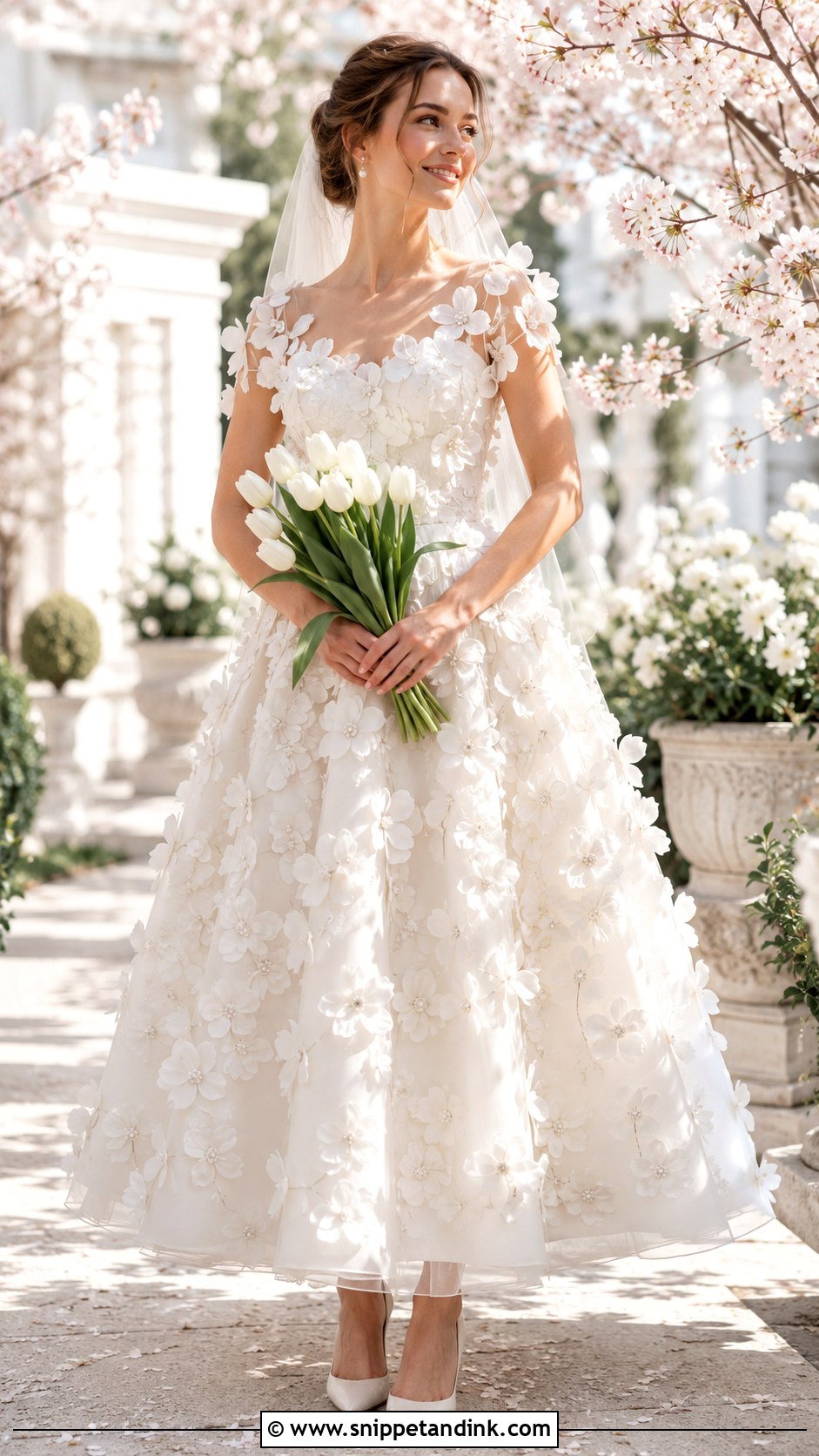 3D Cherry Blossom Wedding Dress - Snippet and Ink - 20 Cherry Blossom Wedding Dress Ideas