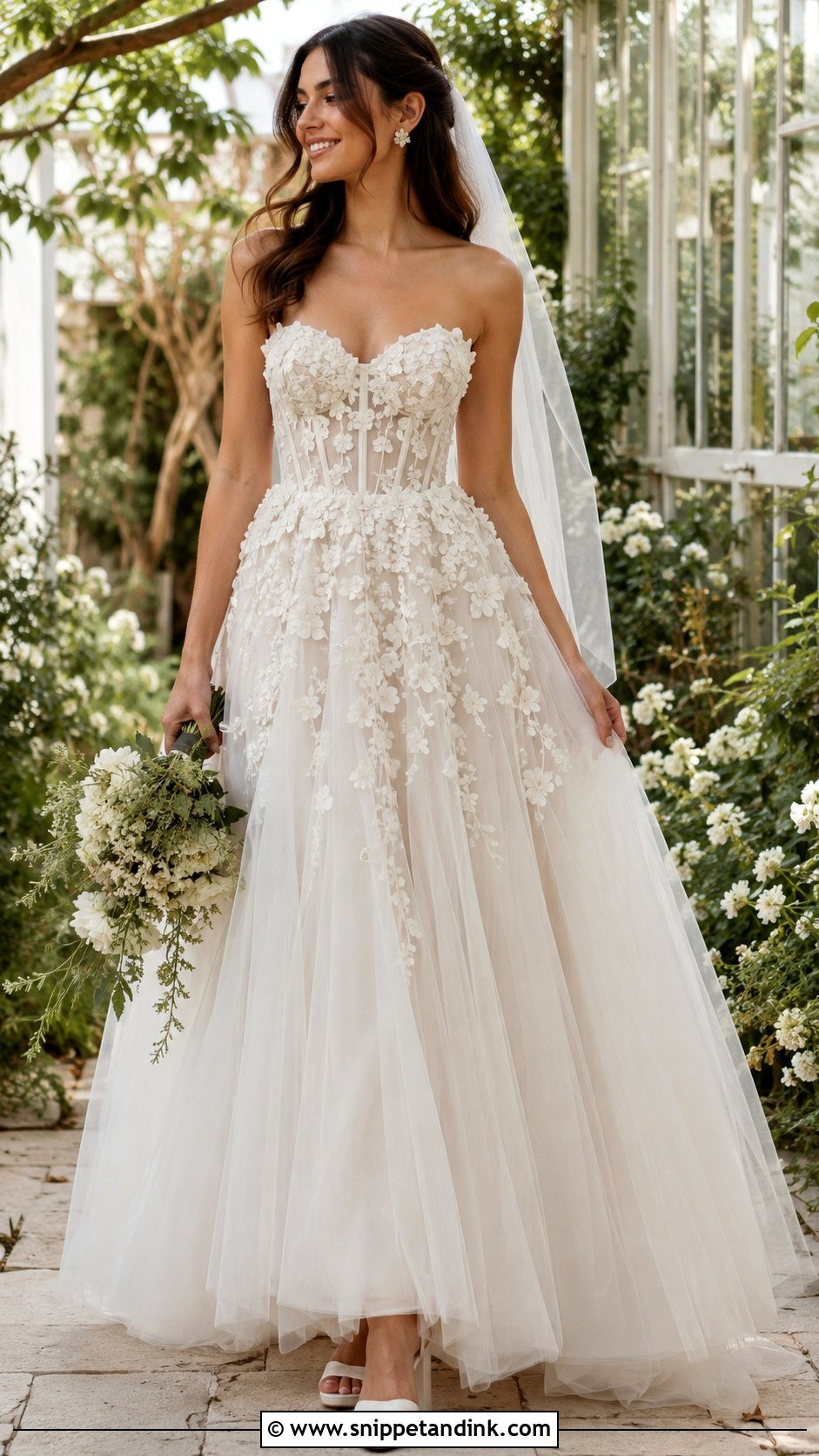 3D Floral A Line Corset Wedding Dress - Snippet and Ink - 20 A Line Corset Wedding Dress Ideas