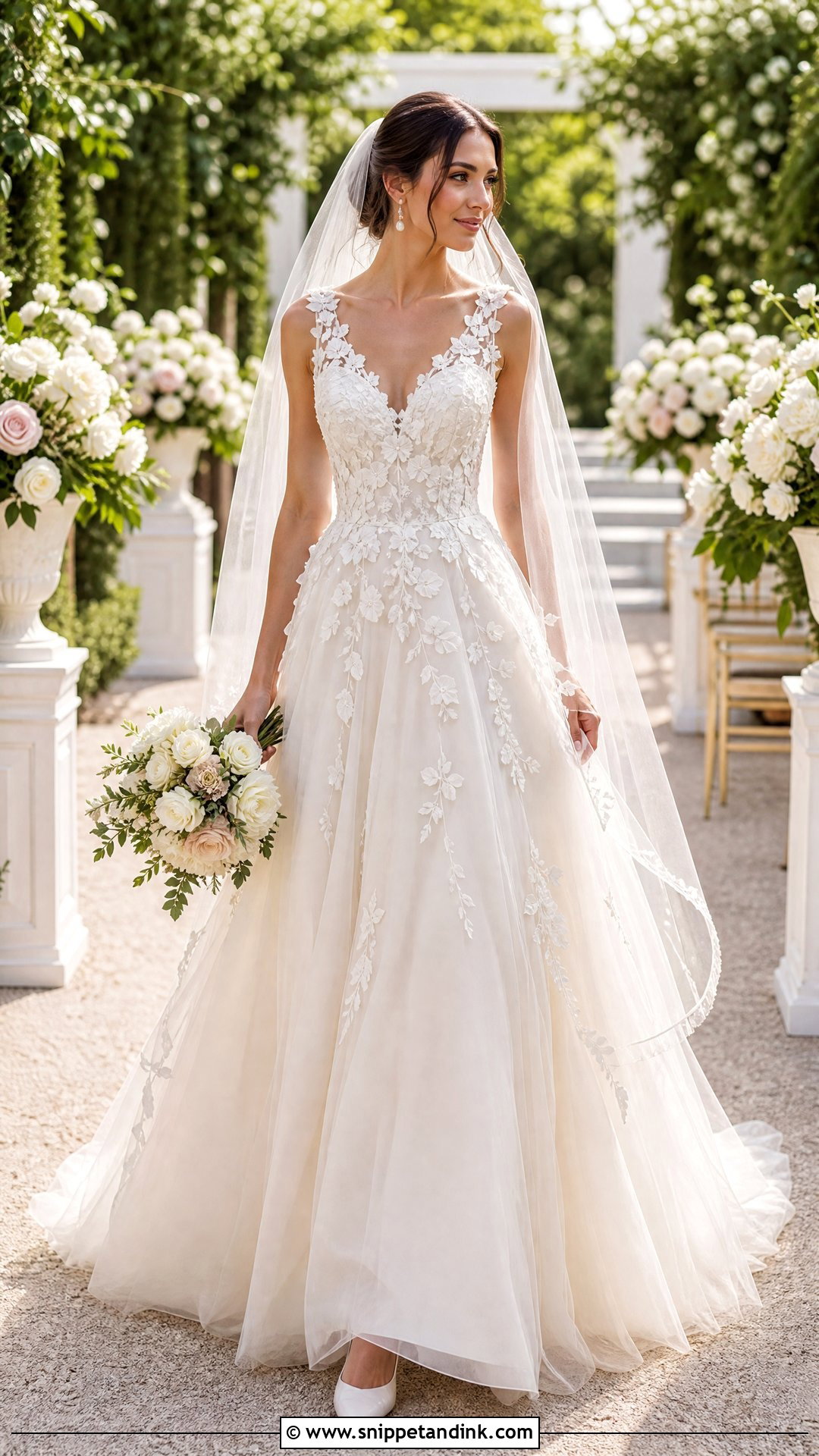 3D Floral A Line Wedding Dress - Snippet and Ink - 20 Wedding Dresses 3d Flowers