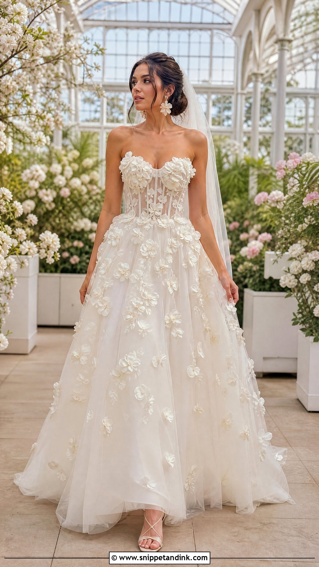 3D Floral A Line Wedding Dress - Snippet and Ink - 20 Zuhair Murad Bridal Elie Saab Wedding Dresses