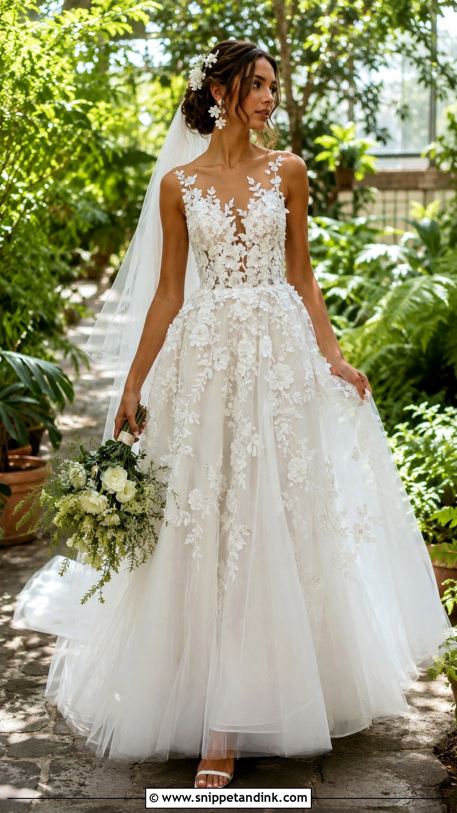 3D Floral Angel Wedding Dress - Snippet and Ink - 20 Angel Wedding Dress Ideas