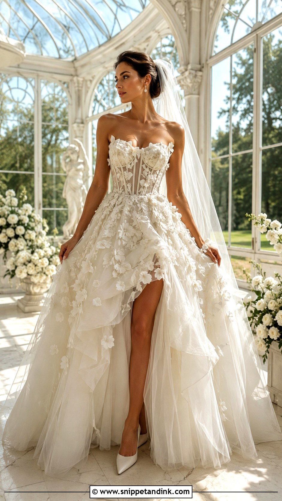 3D Floral Applique Ball Gown Wedding Dress - Snippet and Ink - 20 Flowered Wedding Dress Ideas