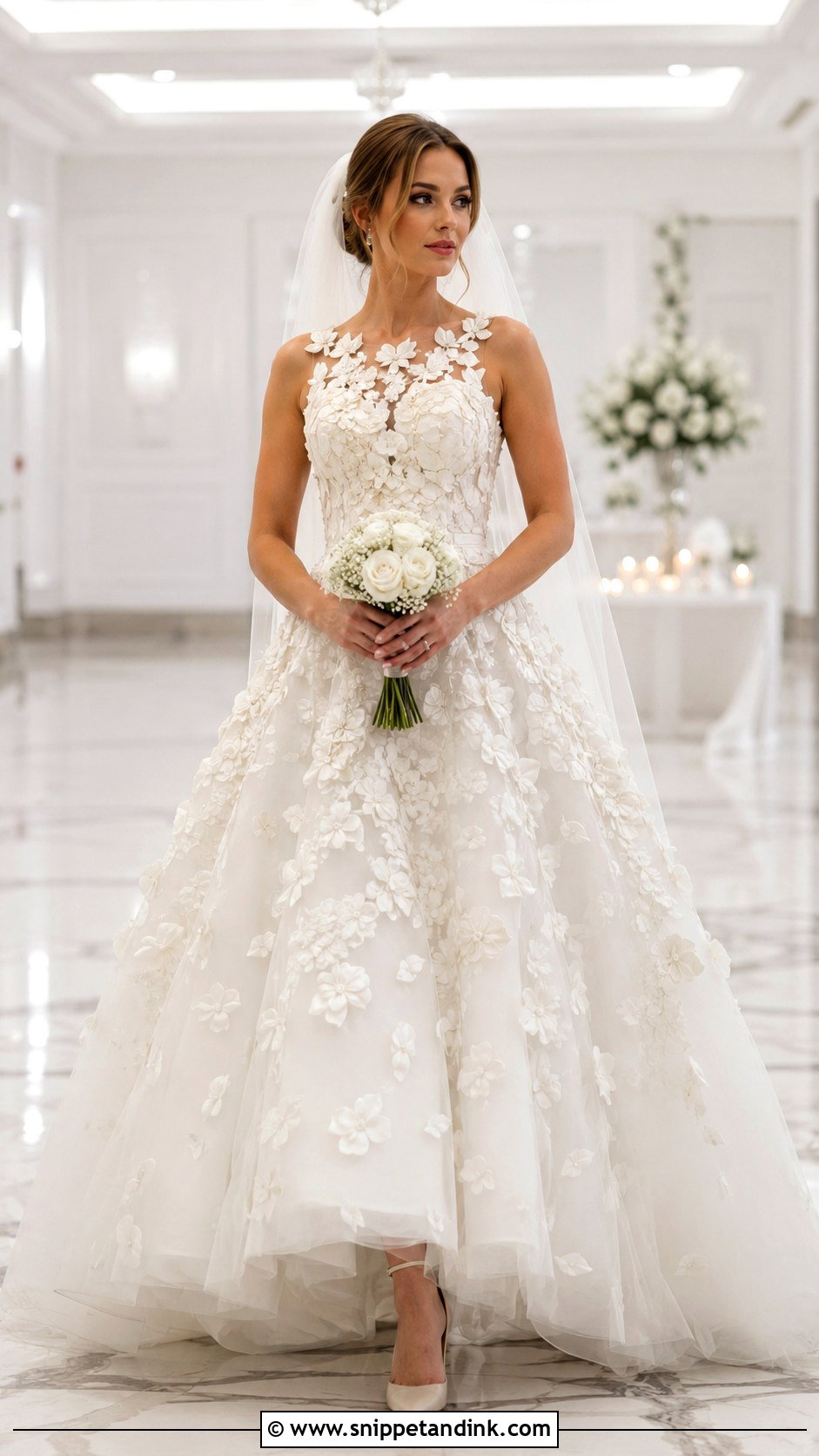3D Floral Applique Wedding Dress - Snippet and Ink - 20 Floral Applique Wedding Dress Ideas