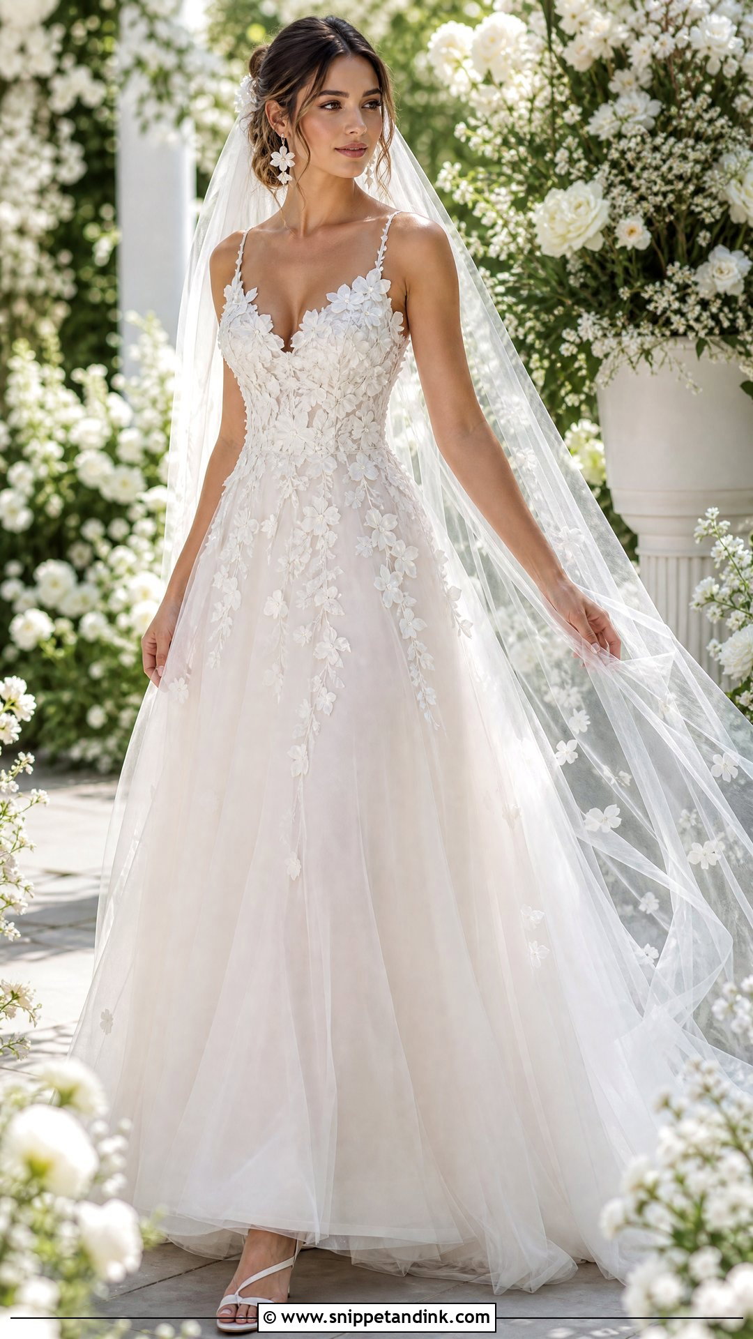 3D Floral Applique Wedding Dress - Snippet and Ink - 25 Runway Wedding Dress Ideas