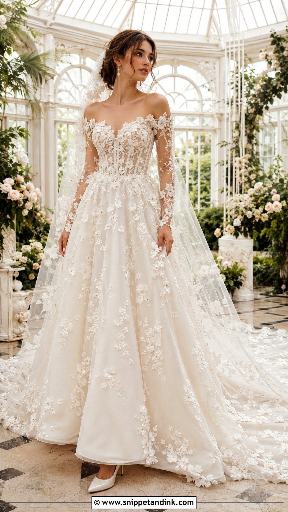 3D Floral Applique Wedding Dress - Snippet and Ink - 20 Extravagant Wedding Dress Ideas