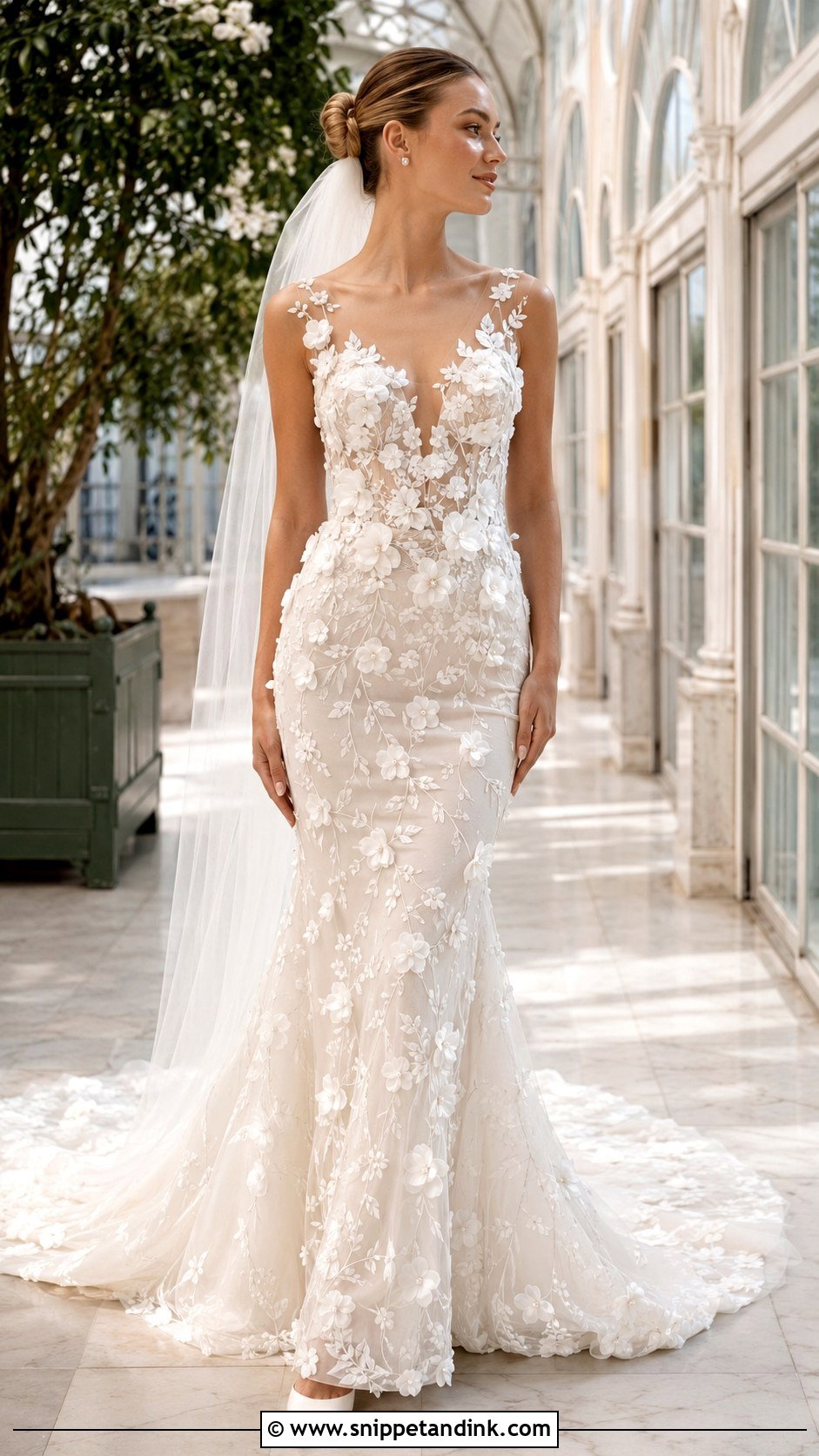 3D Floral Applique Wedding Dress - Snippet and Ink - 20 Floral Print Wedding Dress Ideas