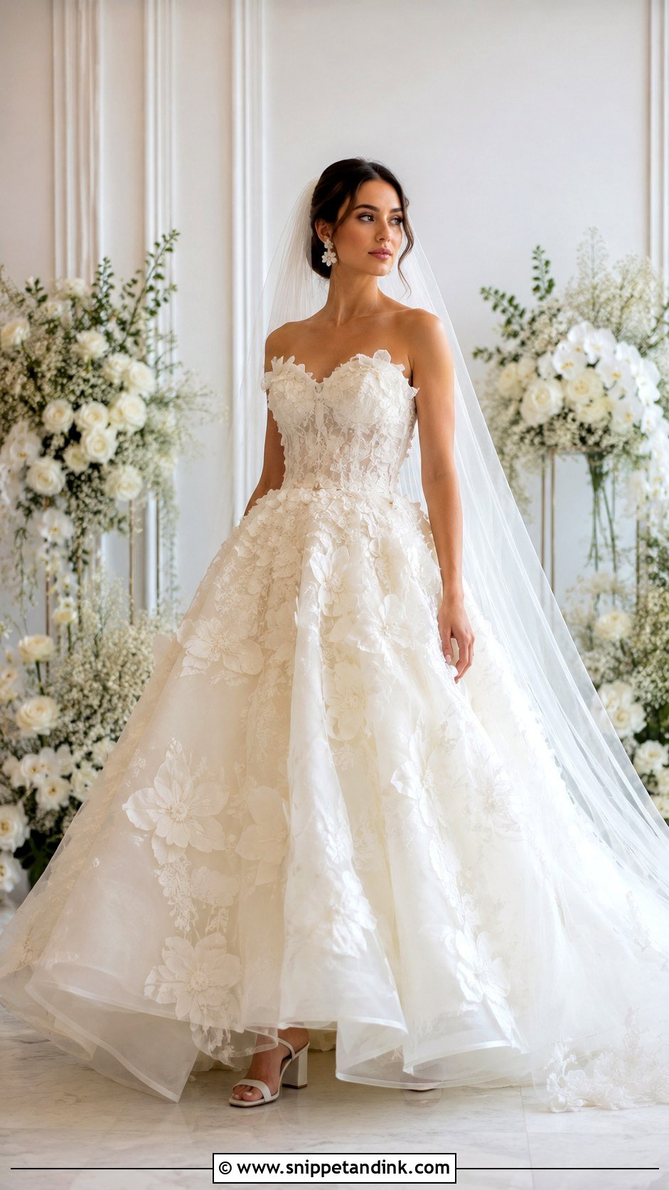 3D Floral Ball Gown Wedding Dress - Snippet and Ink - 20 Wedding Dress Details Ideas