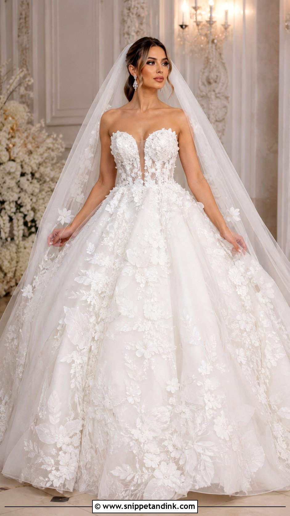 3D Floral Ball Gown Wedding Dress - Snippet and Ink - 20 3d Wedding Dress Ideas