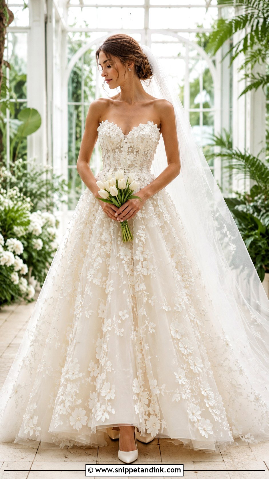 3D Floral Ball Gown Wedding Dress - Snippet and Ink - 20 Elegant Ball Gown Wedding Dress Ideas