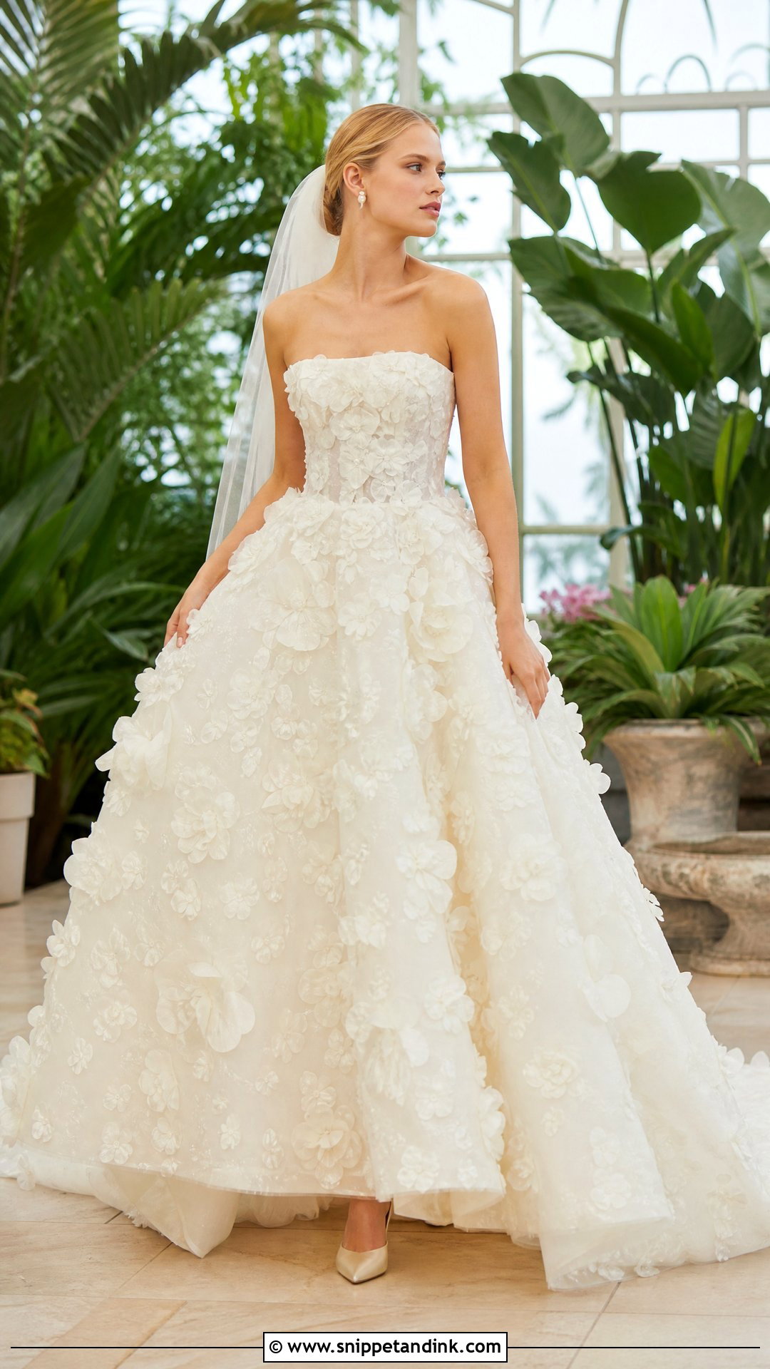 3D Floral Ball Gown Wedding Dress - Snippet and Ink - 20 Over the Top Wedding Dress Ideas