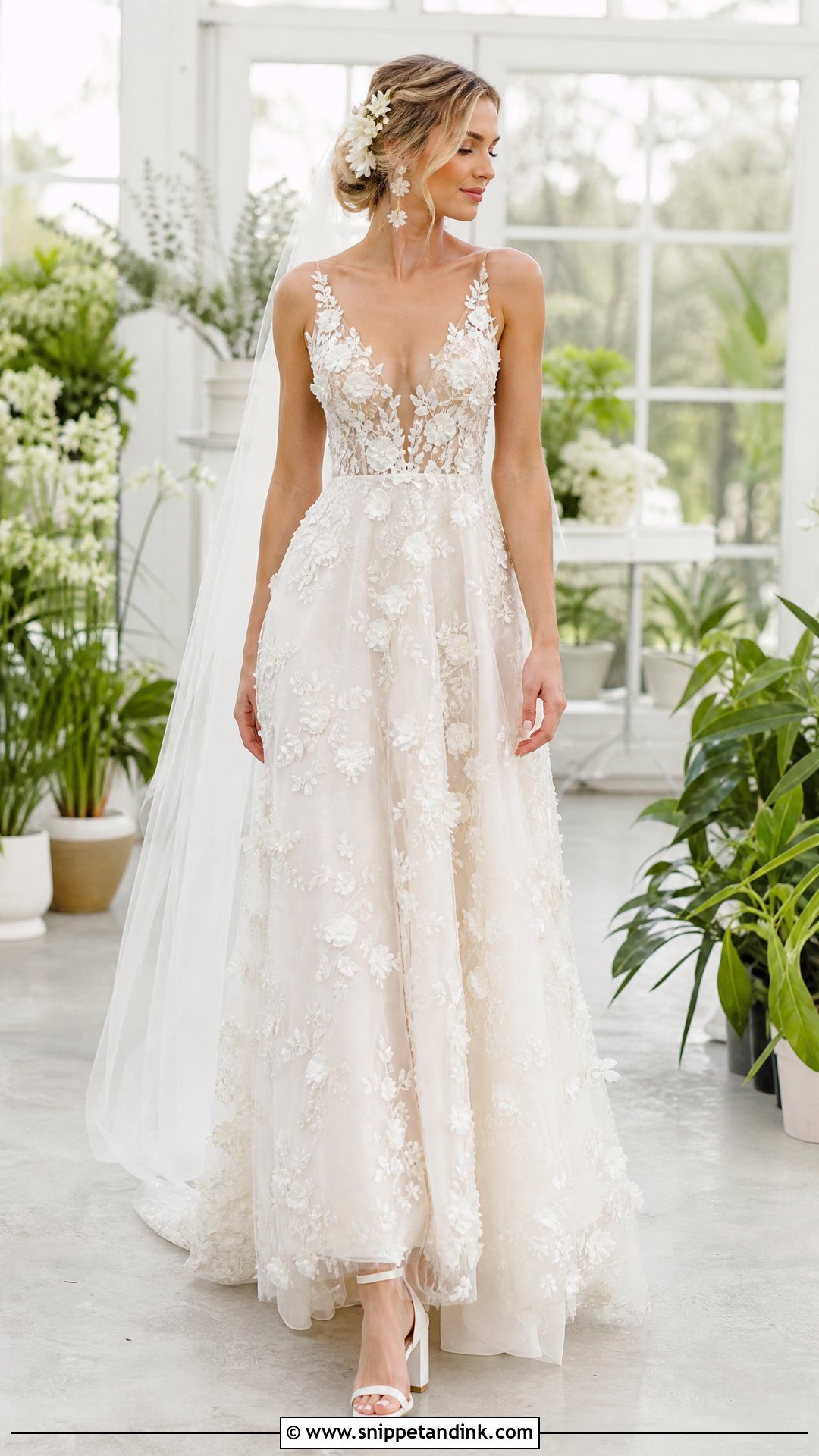 3D Floral Boho Wedding Dress - Snippet and Ink - 25 Boho Ethereal Wedding Dress Ideas