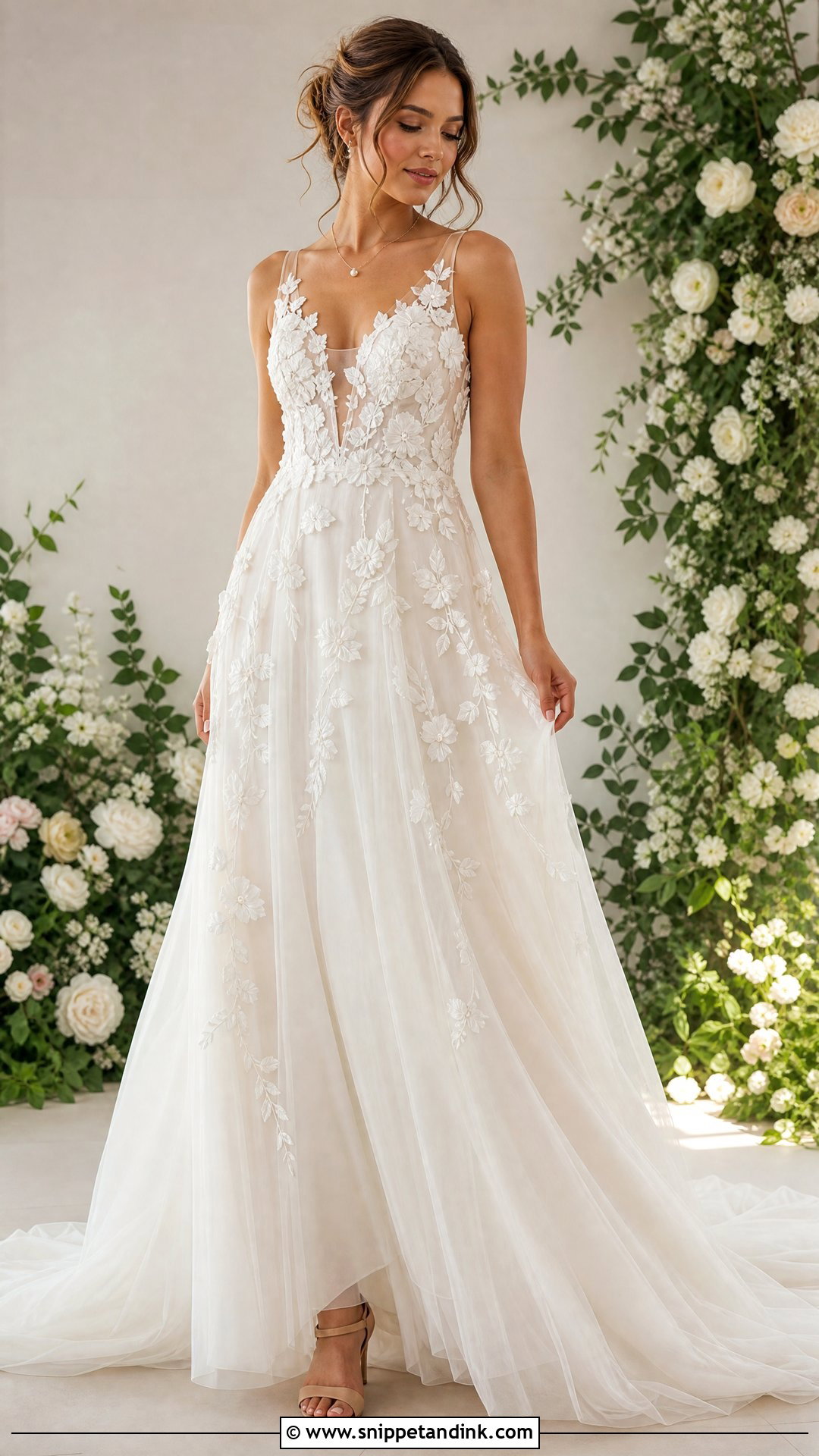 3D Floral Boho Wedding Dress - Snippet and Ink - 25 Boho Whimsical Wedding Dress Ideas