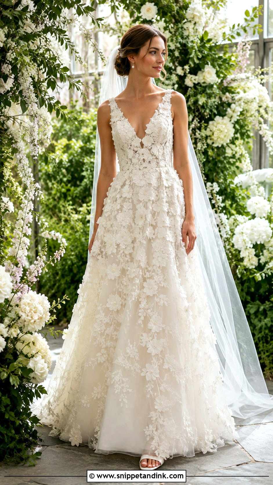 3D Floral Bridal Dress - Snippet and Ink - 20 Chic Bridal Dress Ideas