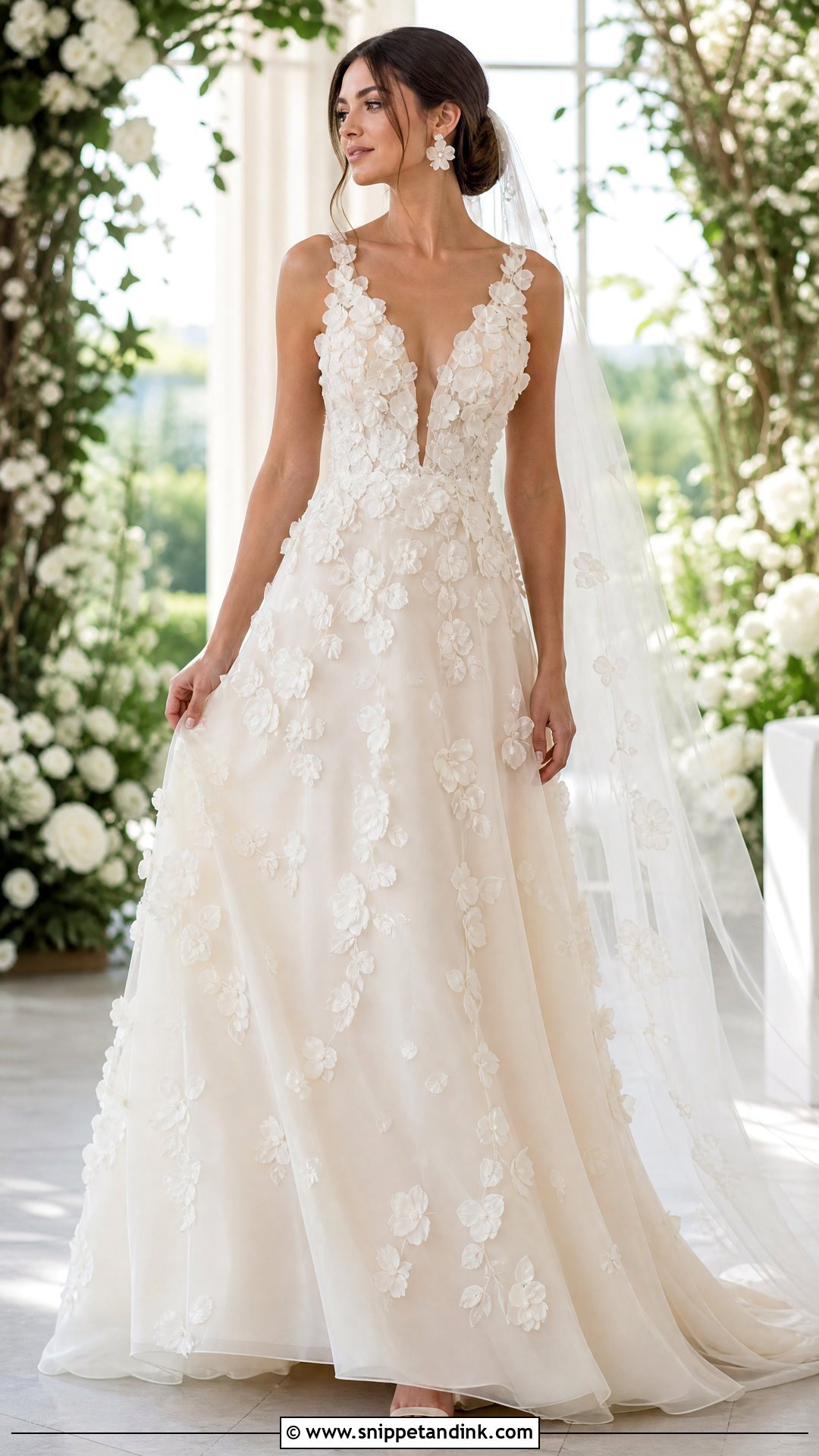 3D Floral Bridal Dress - Snippet and Ink - 20 Latest Bridal Dress Design Ideas