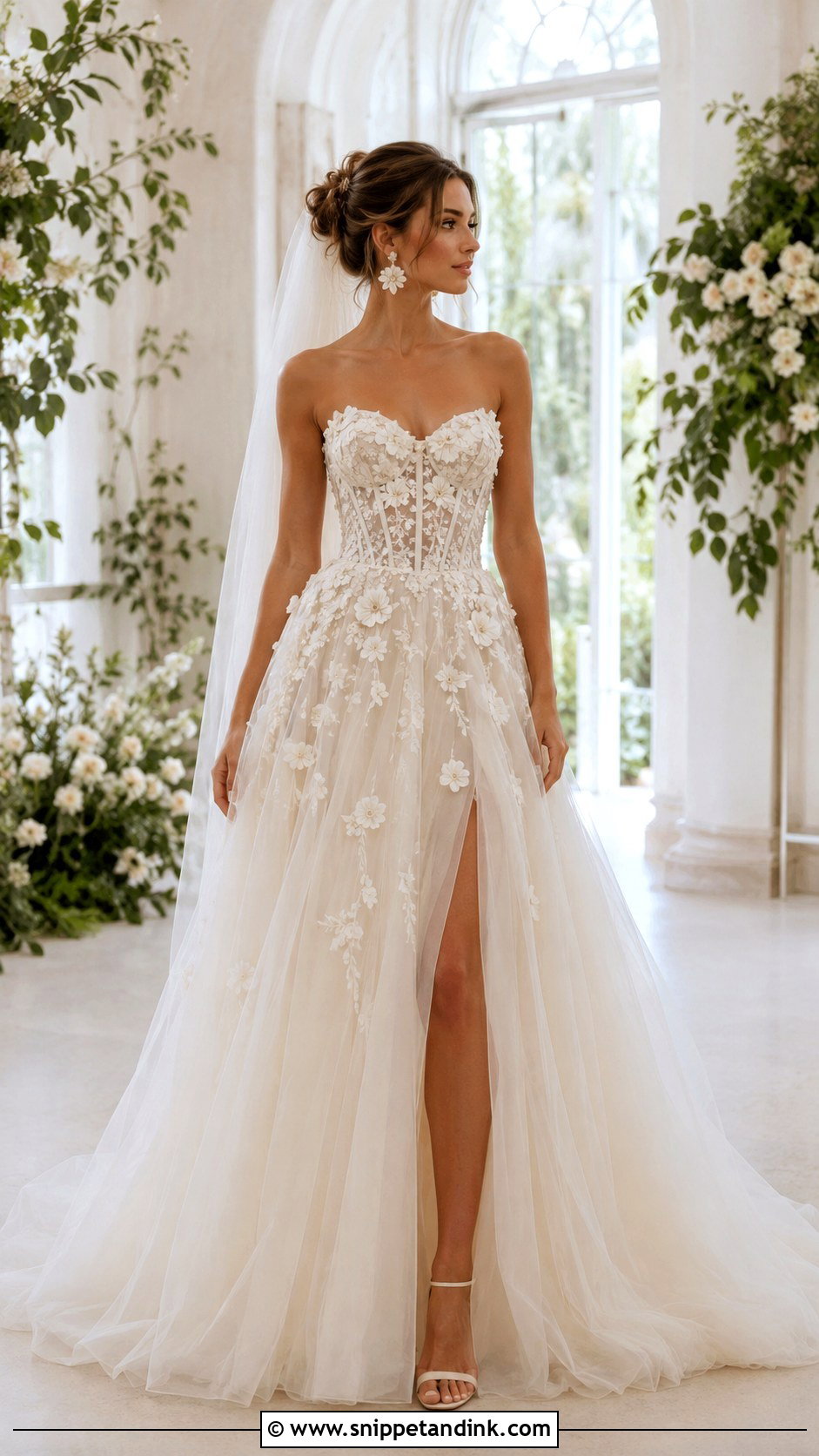 3D Floral Corset Ball Gown Wedding Dress - Snippet and Ink - 20 Corset Ball Gown Wedding Dress Ideas