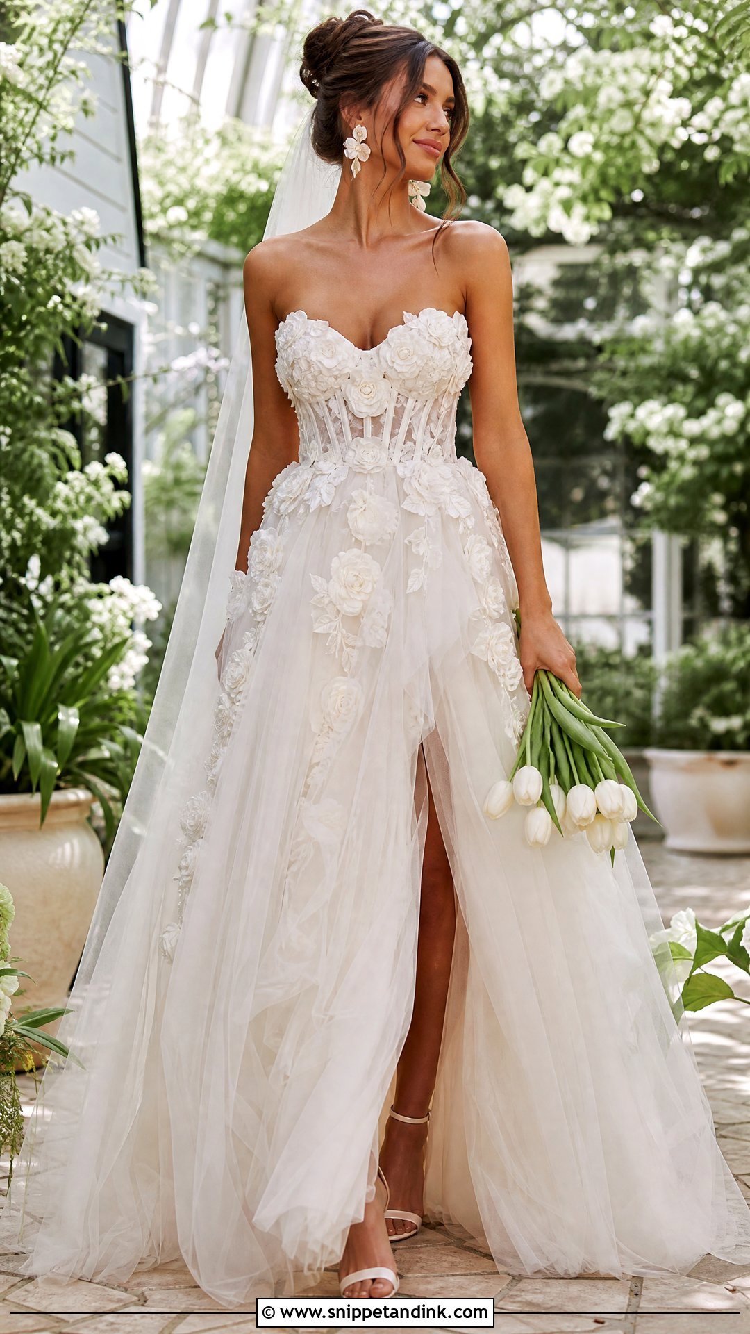 3D Floral Corset Princess Wedding Dress - Snippet and Ink - 20 Princess Wedding Dresses Corset Top