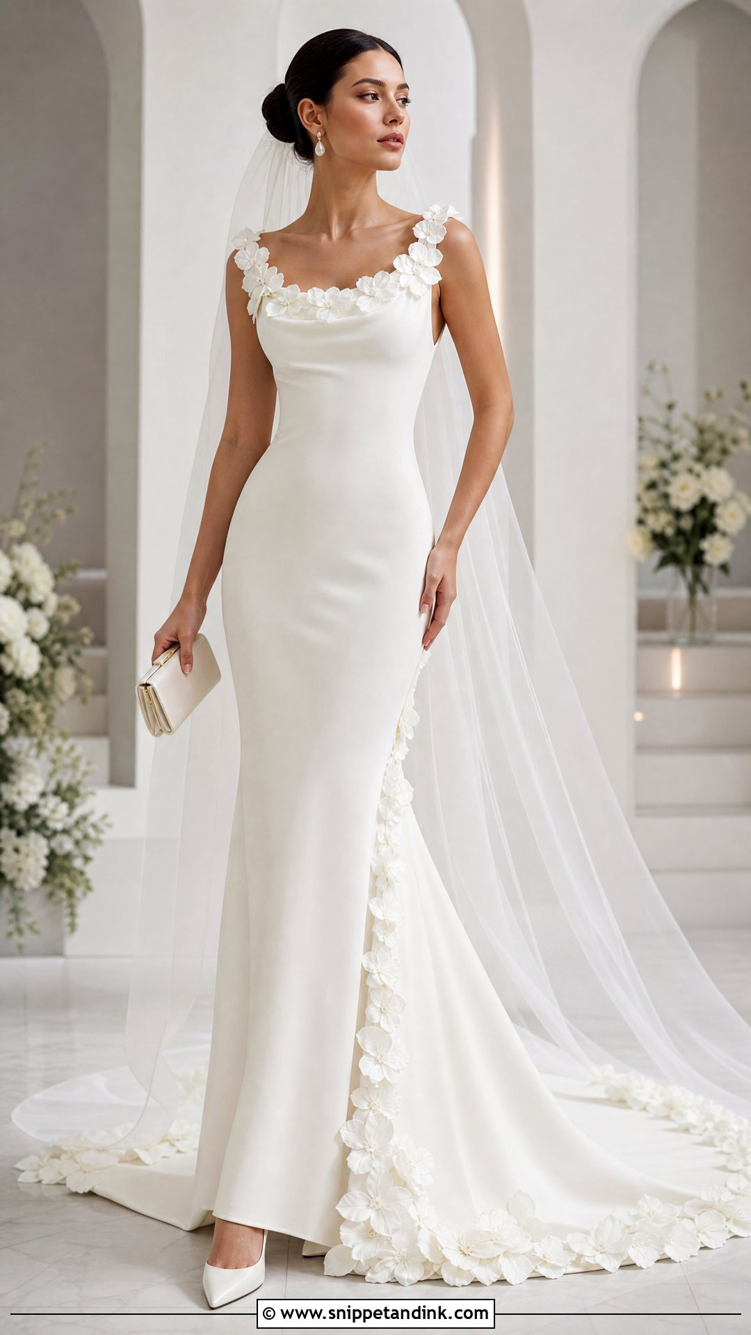 3D Floral Crepe Wedding Dress - Snippet and Ink - 20 Wedding Dresses 3d Flowers