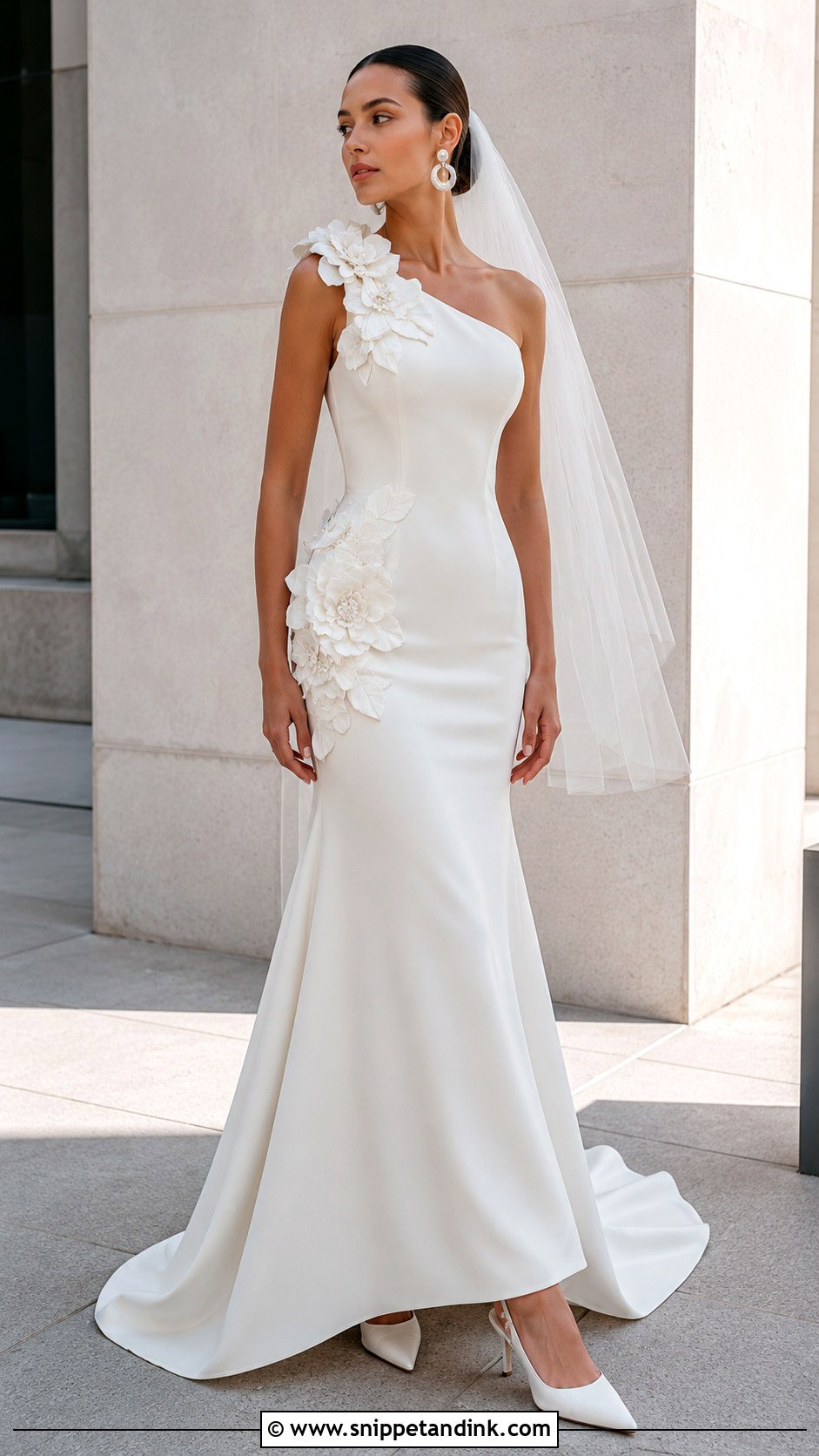 3D Floral Crepe Wedding Dress - Snippet and Ink - 20 3d Wedding Dress Ideas