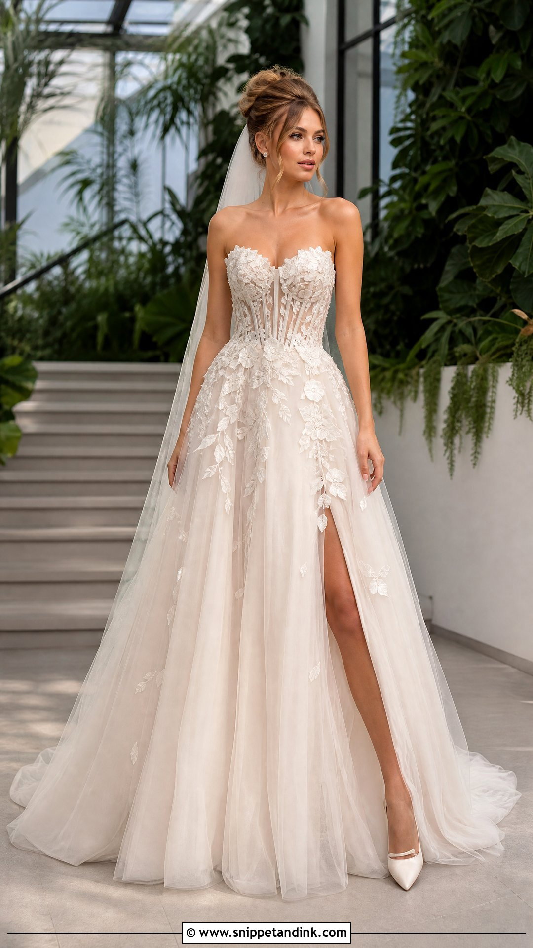 3D Floral Embroidered Corset Wedding Dress - Snippet and Ink - 20 Wedding Dress Floral Embroidery Ideas