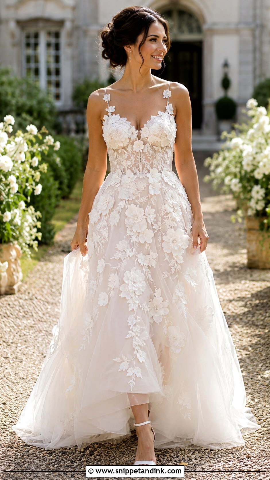 3D Floral Embroidery Wedding Dress - Snippet and Ink - 25 Embroidery Wedding Dress Ideas