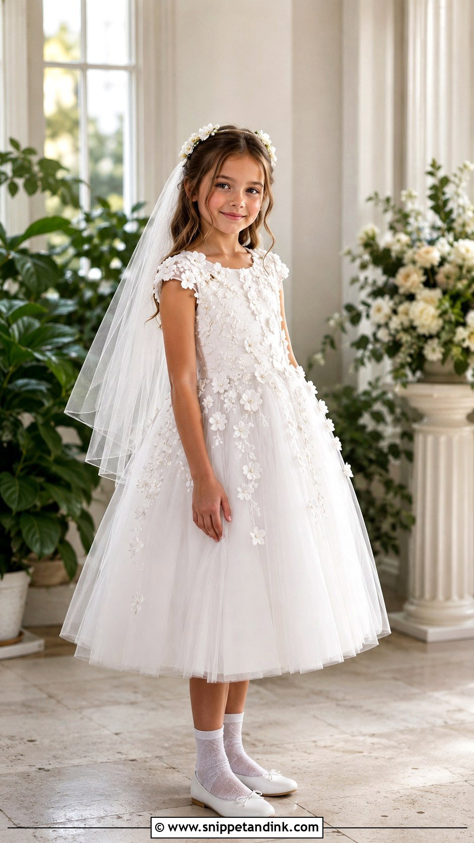 3D Floral First Communion Dress - Snippet and Ink - 20 Designer First Communion Dresses