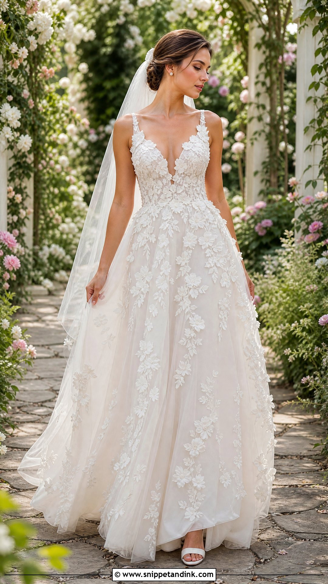 3D Floral Garden Wedding Gown - Snippet and Ink - 25 Garden Wedding Gown Ideas