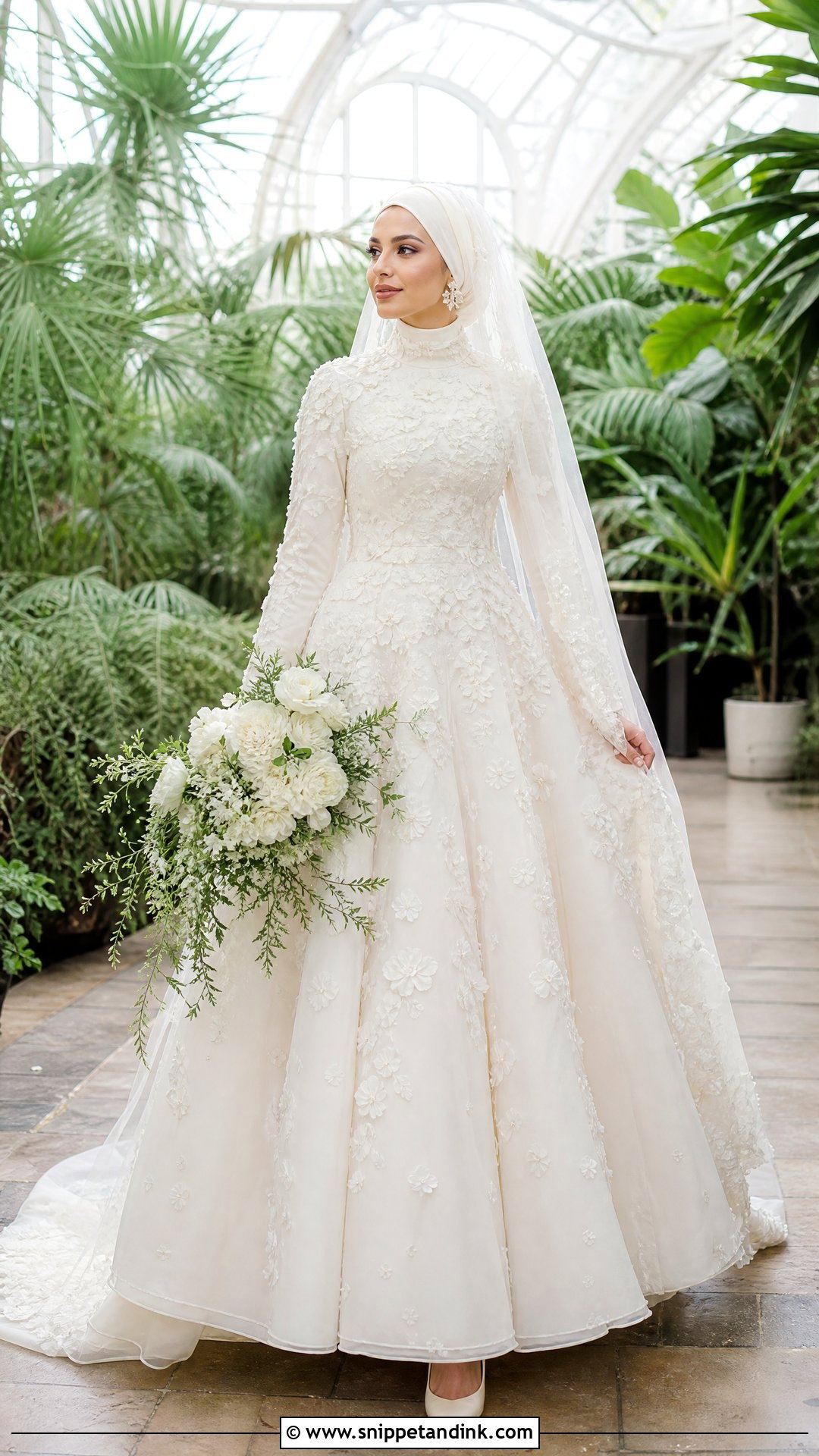 3D Floral Hijabi Wedding Gown - Snippet and Ink - 20 Hijabi Wedding Dress Gowns