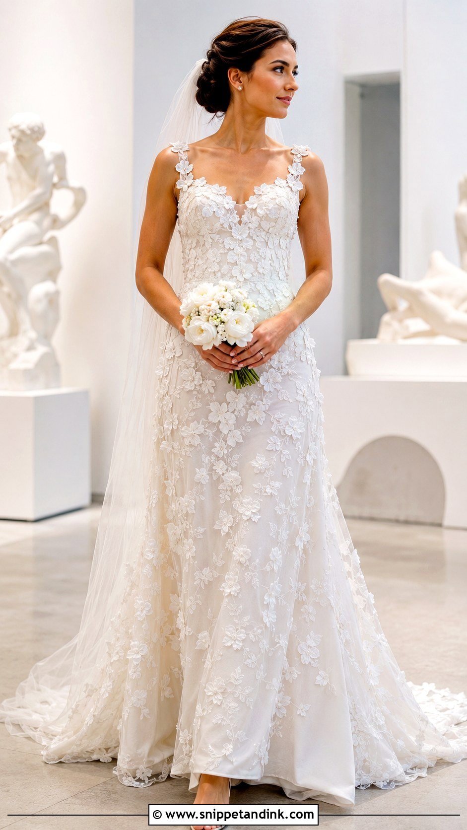 3D Floral Lace Wedding Dress - Snippet and Ink - 20 Beautiful Lace Styles for Wedding