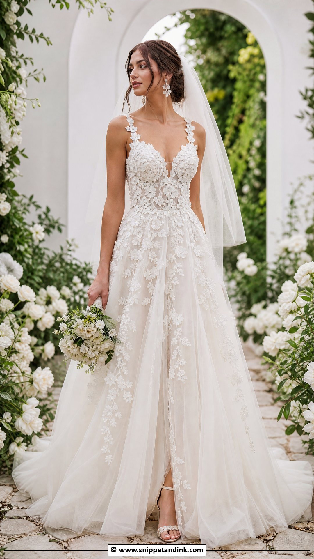 3D Floral Lace Wedding Dress - Snippet and Ink - 35 Lace Wedding Dresses