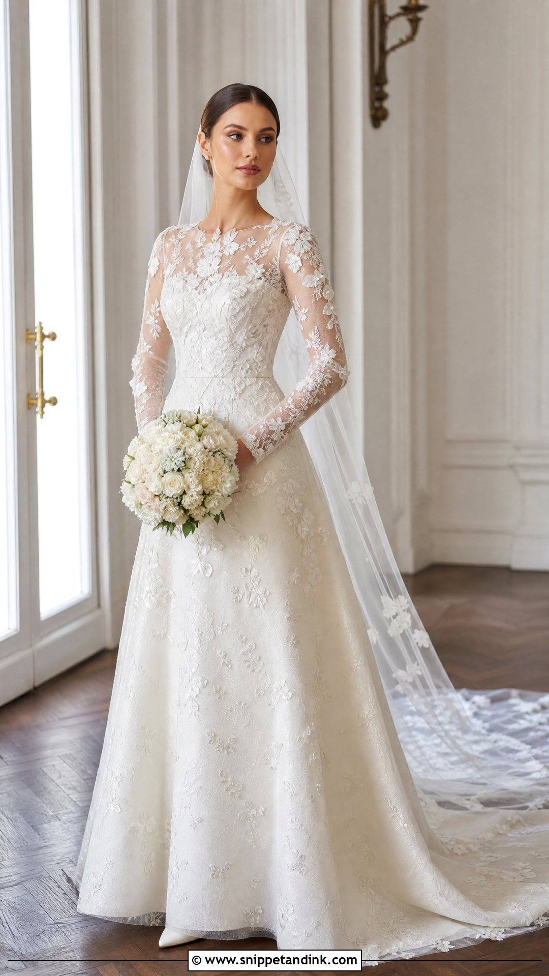 3D Floral Long Sleeve Wedding Dress - Snippet and Ink - 20 Wedding Dresses 3d Flowers