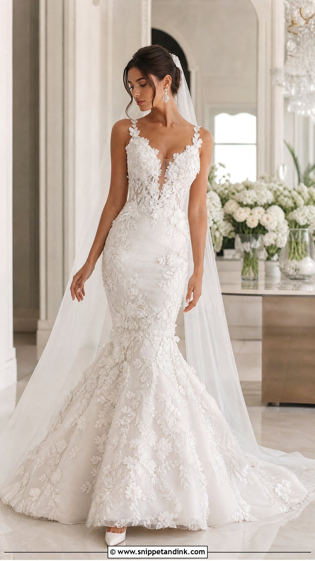 3D Floral Mermaid Wedding Dress - Snippet and Ink - 20 Wedding Dresses 3d Flowers