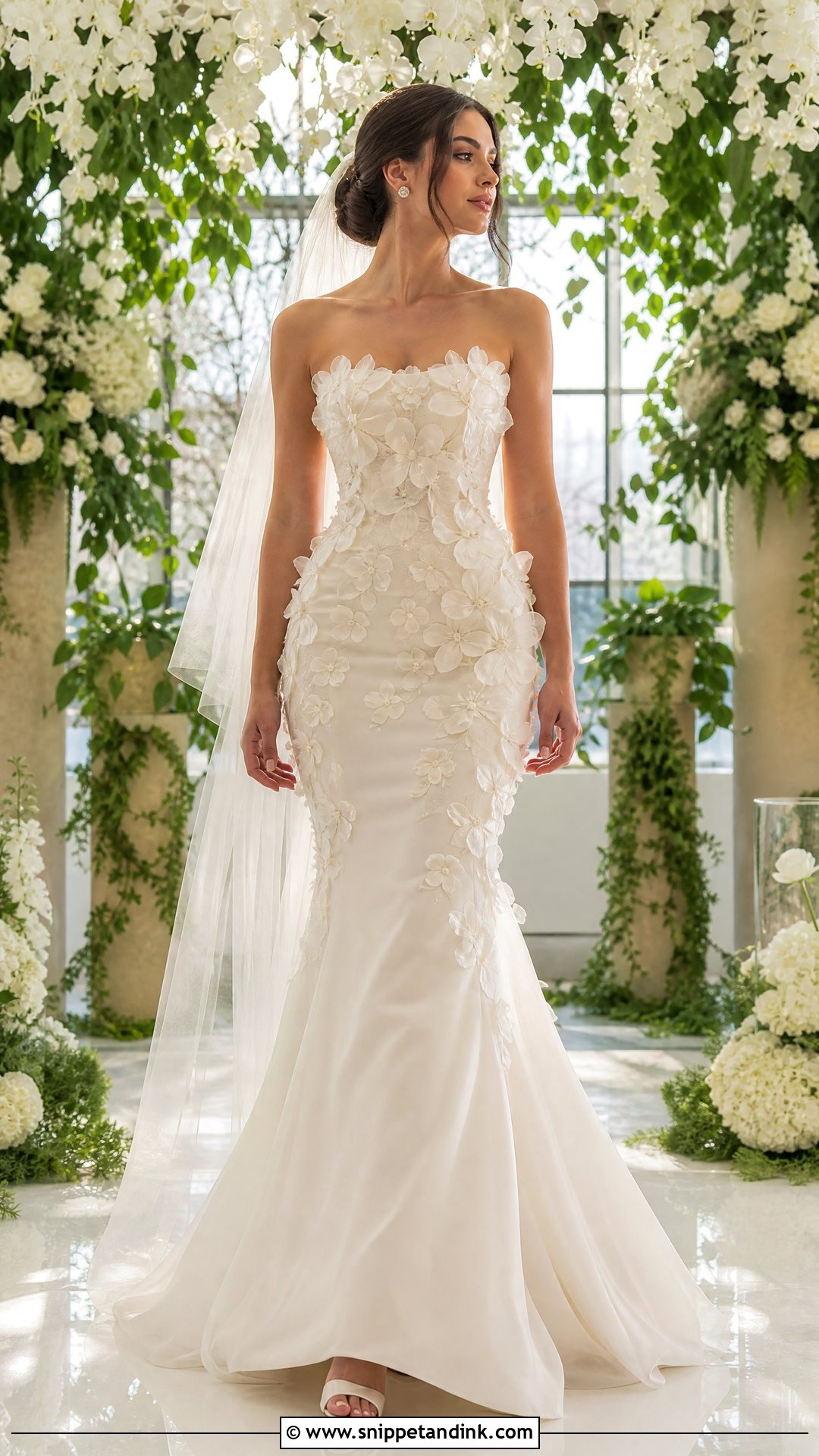 3D Floral Mermaid Wedding Dress - Snippet and Ink - 20 Mermaid Cut Wedding Dress Ideas