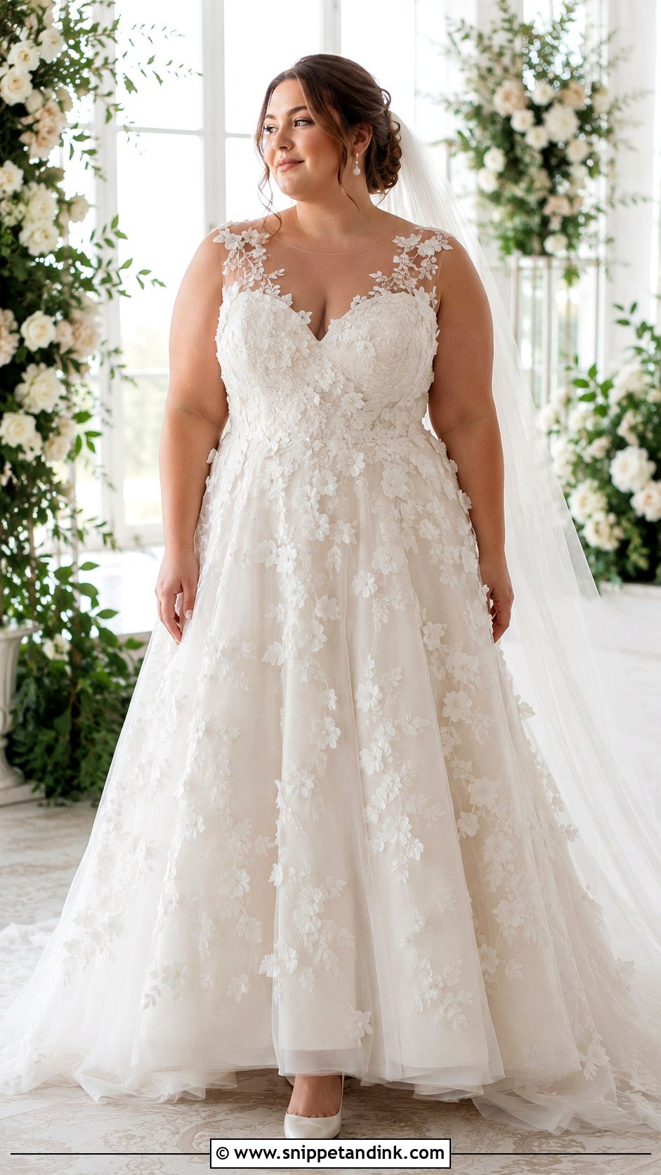 3D Floral Midsize Wedding Dress - Snippet and Ink - 20 Midsize Wedding Dresses