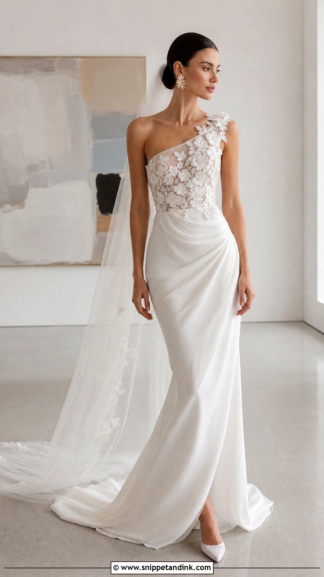 3D Floral One Shoulder Wedding Dress - Snippet and Ink - 20 Wedding Dresses 3d Flowers